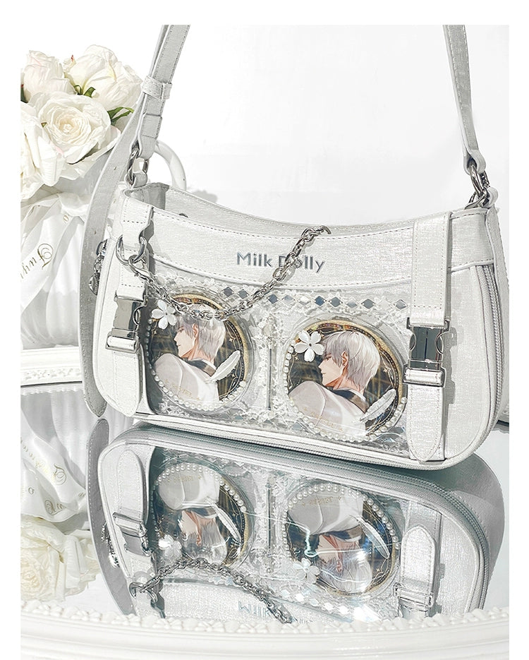 Y2K Style Ita Bag, Clear Window & Detachable Chain 43228:772295