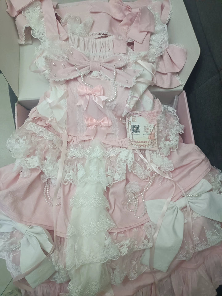 Vintage Lolita Dress Pink Doll-like Dress Princess Sleeve Blouse BNT 41170:697790