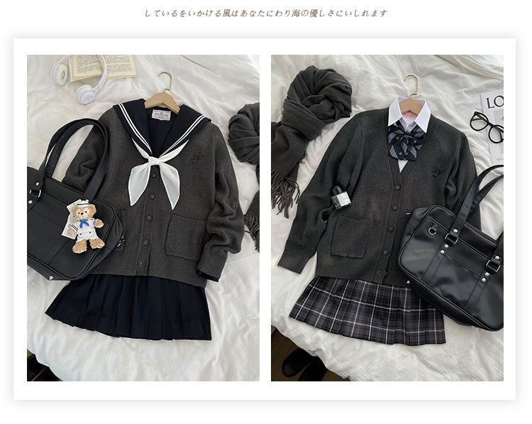 JK Uniform V-Neck Cardigan for Kansai-Collar Style Multicolor 42668:748681