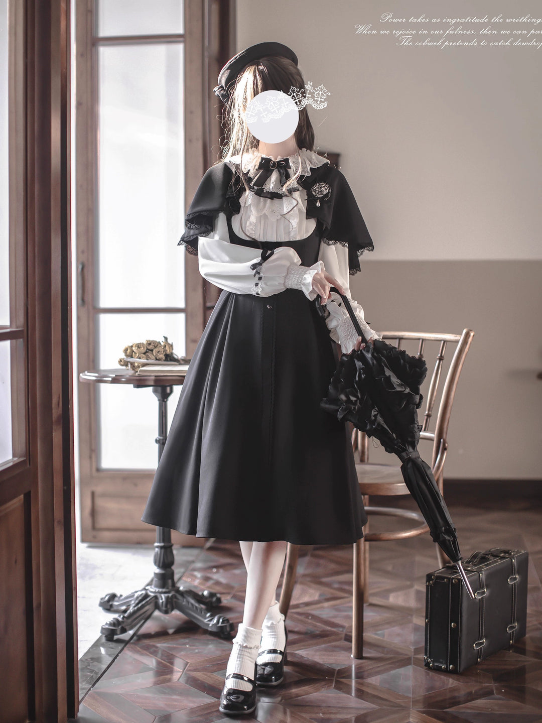 Preppy Sytle Dress, Detachable Cape 44123:798525