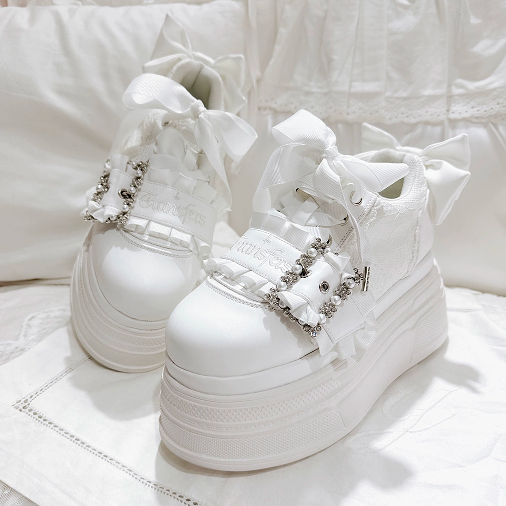Ryousangata High Platform Shoes, Satin Bow (35 36 37 38 39 40) 43688:783011