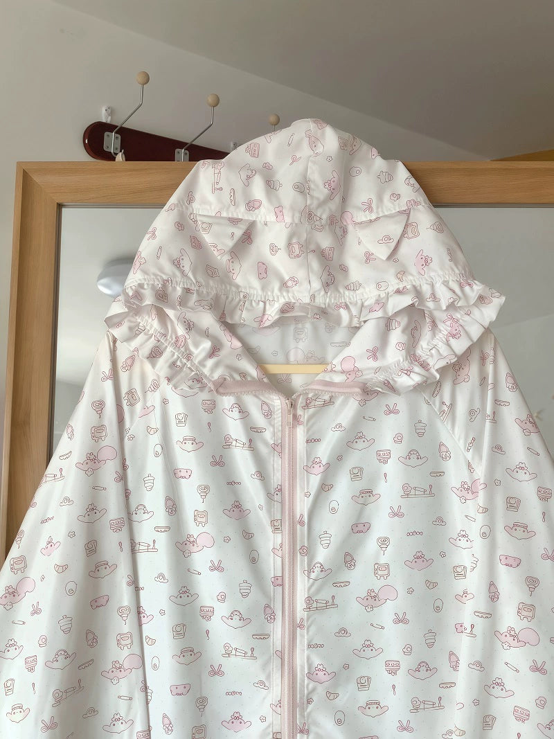 Kawaii Hooded Sunscreen Jacket with Cat Ears & Animal Prints 42905:759072