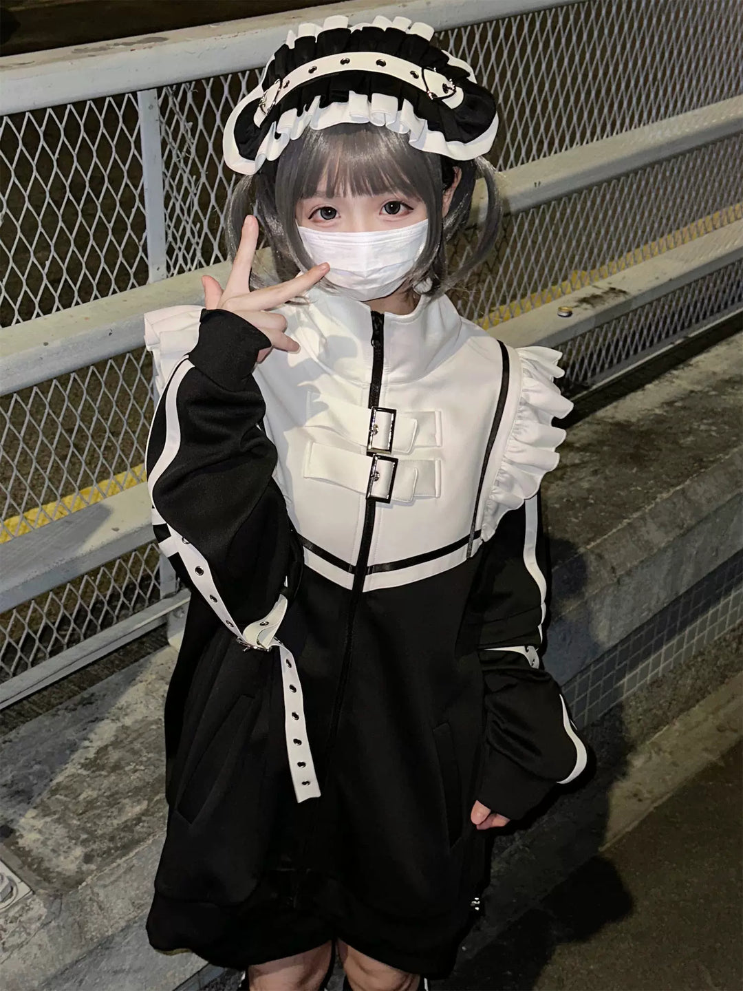 Tenshi Kaiwai Shorts Set Gray Black Jacket With Wings 35728:502728