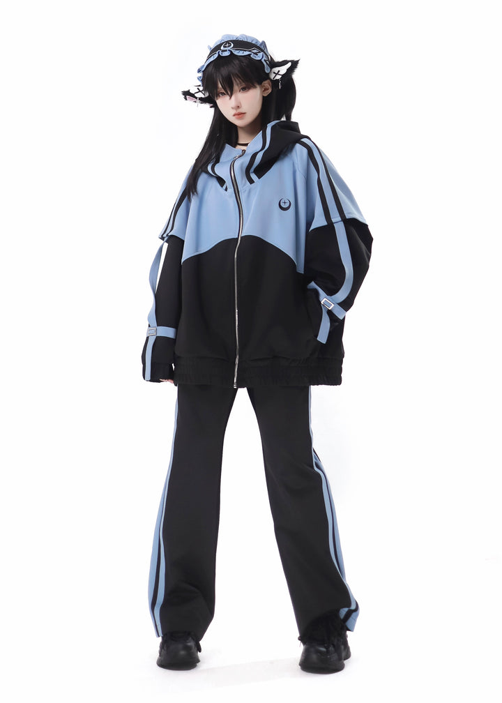 Subcul Jirai Kei Outfit Set With Moon & Star Print 34496:465522