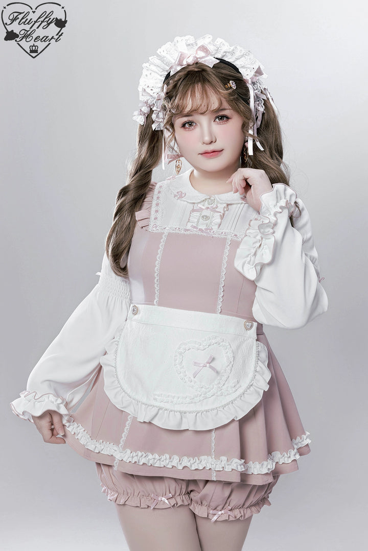 【Fluffy Heart】橱窗人偶日系女仆感可拆卸围裙萌系套装 现货 44119:796753