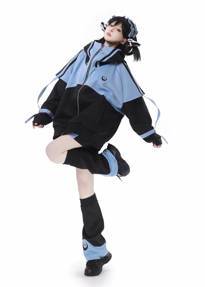 Subcul Jirai Kei Outfit Set With Moon & Star Print 34496:465526