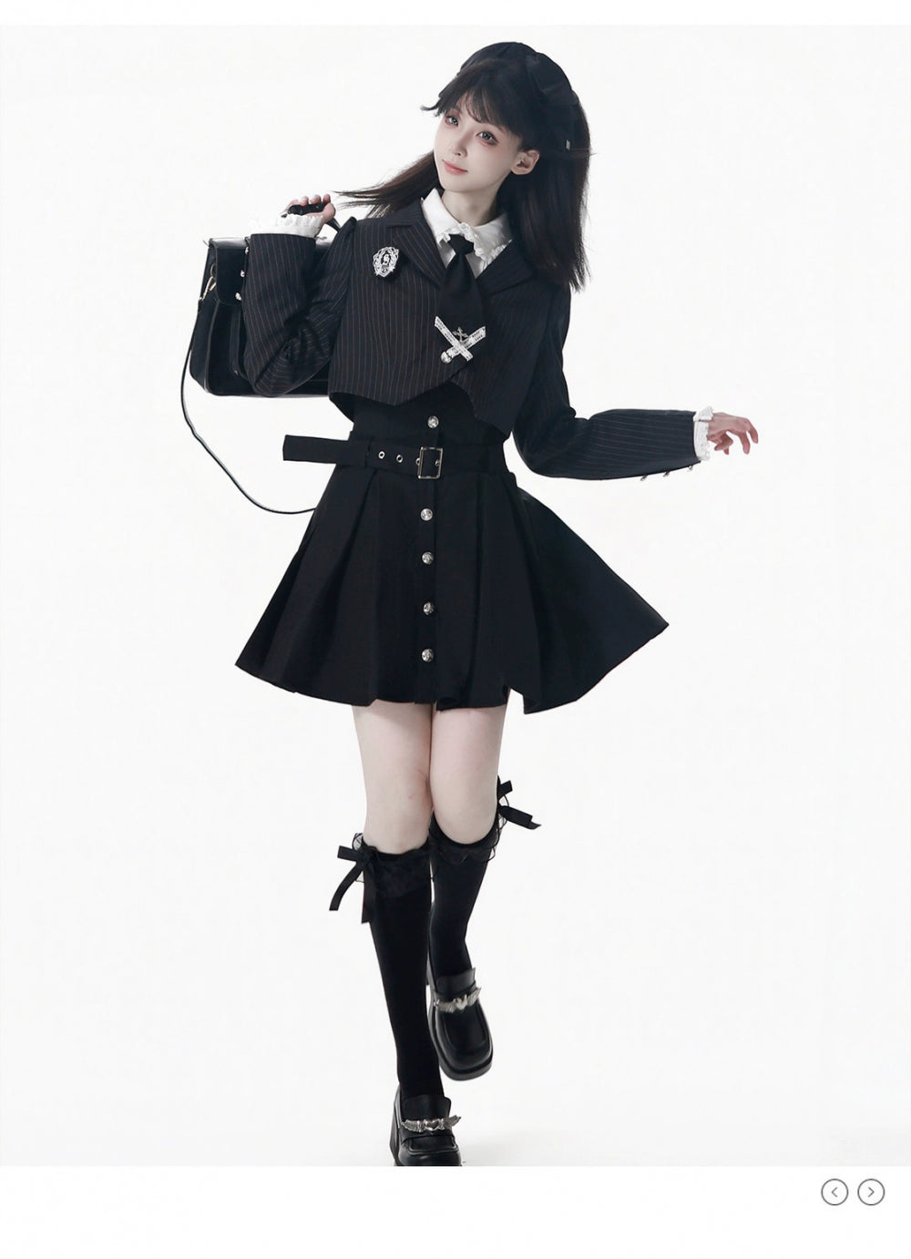 JK Uniform Striped Blazer, Blouse and Pleated Skirt 44171:800193