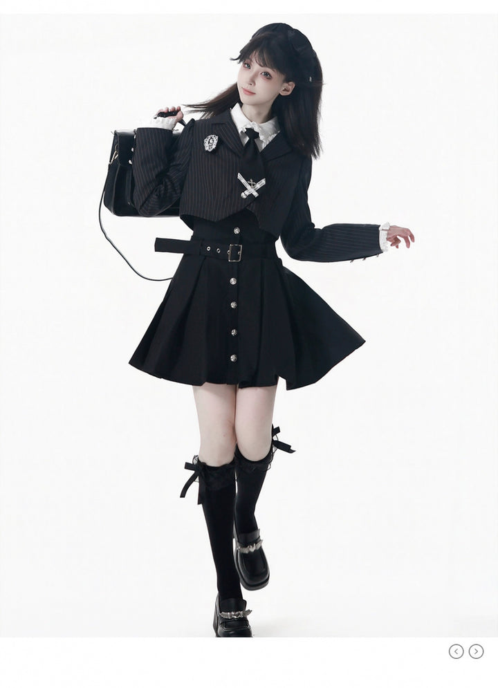 JK Uniform Striped Blazer, Blouse and Pleated Skirt 44171:800193
