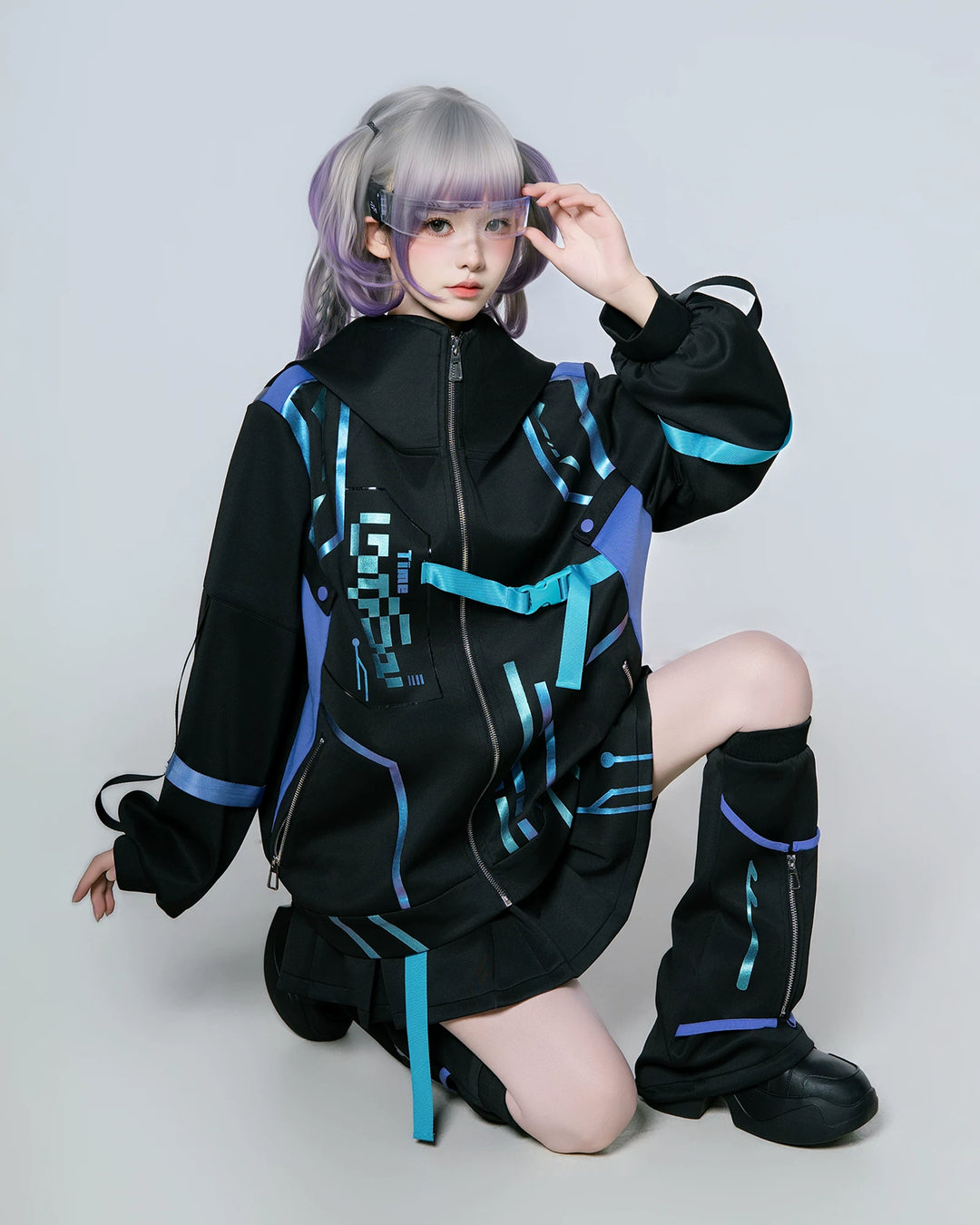 Cyberpunk Fashion, Unisex Jacket and Skort Set 44425:810180