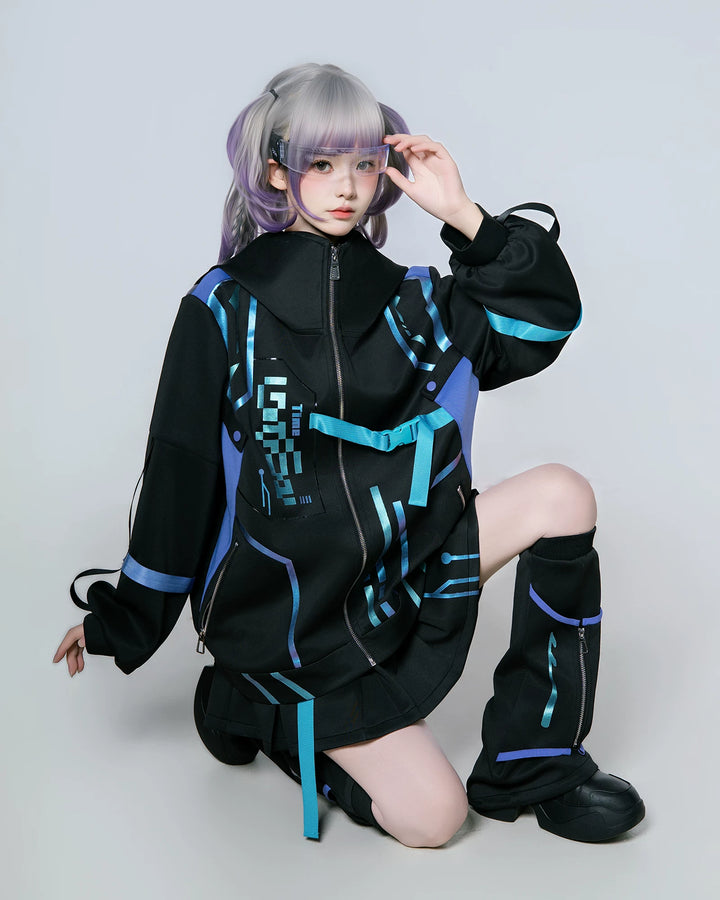 Cyberpunk Fashion, Unisex Jacket and Skort Set 44425:810180