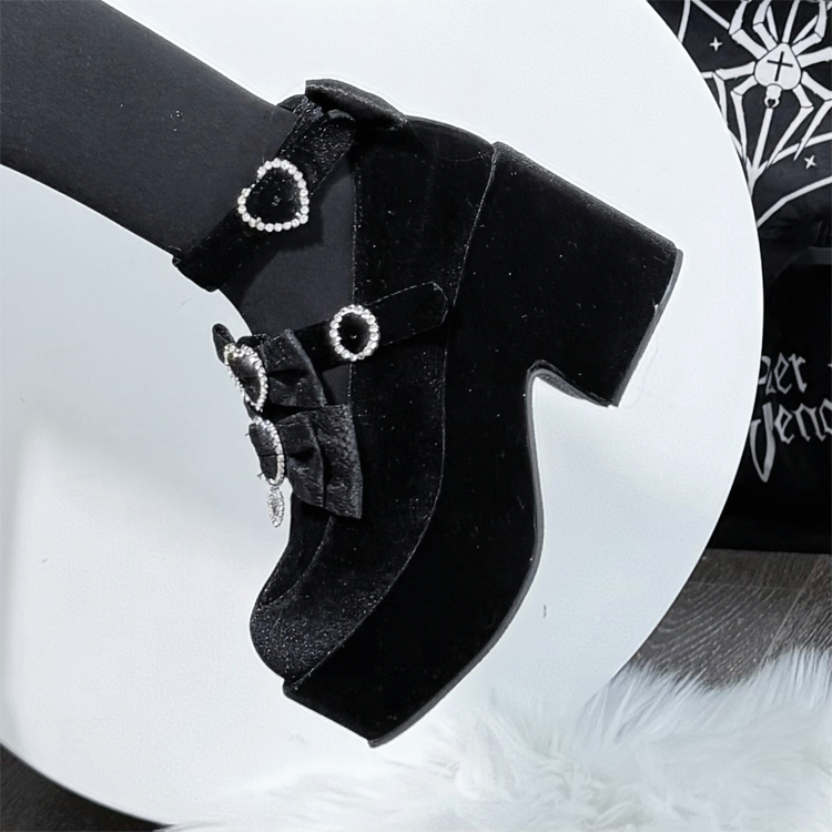 Jirai Kei Chunky Heel Platform Shoes, Glittering Rhinestone 44217:800450