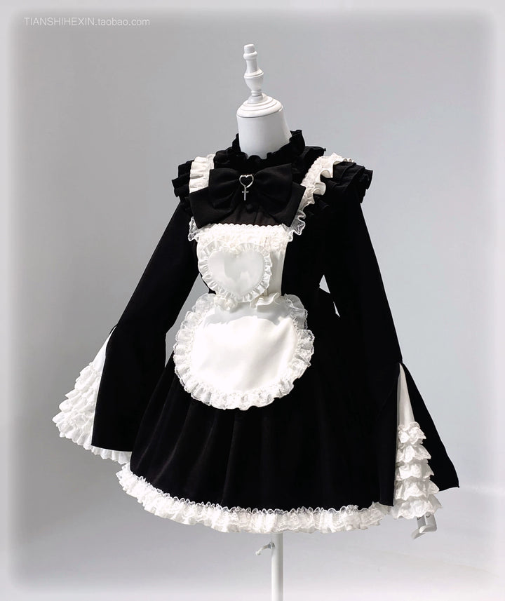 Maid-Inspired Dress Outfit, Detachable Apron (L M S) 44427:807845