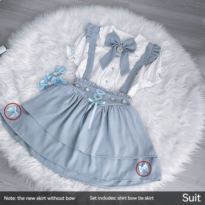 Jirai Kei White Blouse, Suspender Skirt 21838:320484