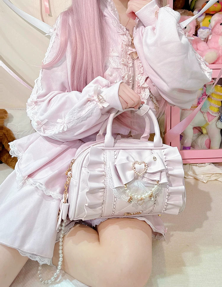 Jirai Kei 2-Way Handbag, Bow-Pearl Side Charm 44558:813618