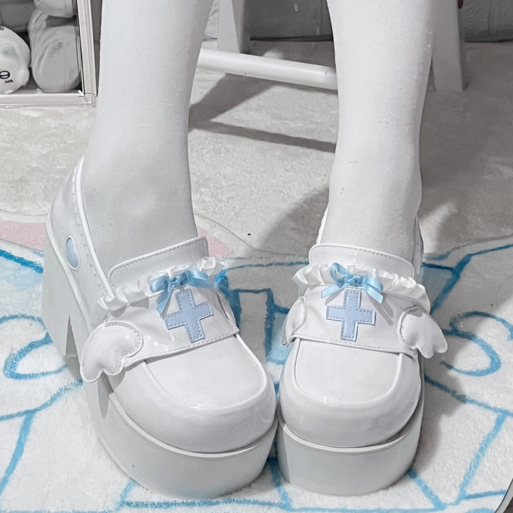 Tenshi Kaiwai Shoes High Heels Shoes Round Toe Platform Shoes 35442:512544