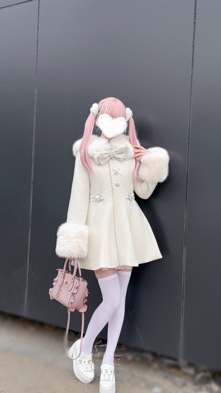 Ryousangata Winter Coat, Detachable Faux Fur Trim 43939:792417