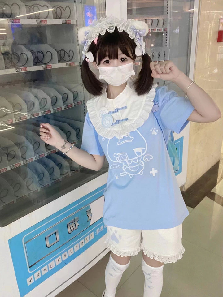 Tenshi Kaiwai T-shirt Kawaii Pure Cotton Short Sleeve Top (L M S) 37464:561330 37464:561330