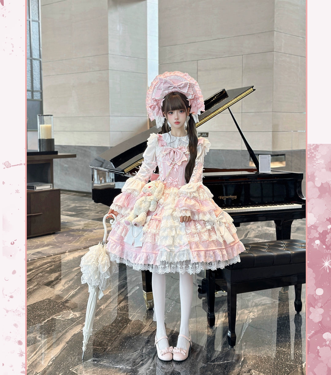 Vintage Lolita Dress Pink Doll-like Dress Princess Sleeve Blouse BNT 41170:697838