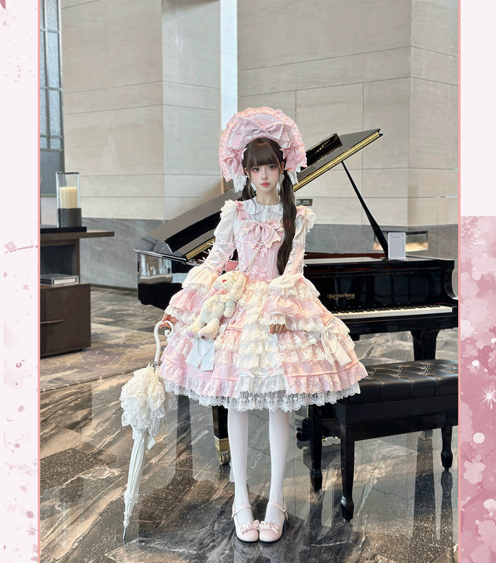Vintage Lolita Dress Pink Doll-like Dress Princess Sleeve Blouse BNT 41170:697838