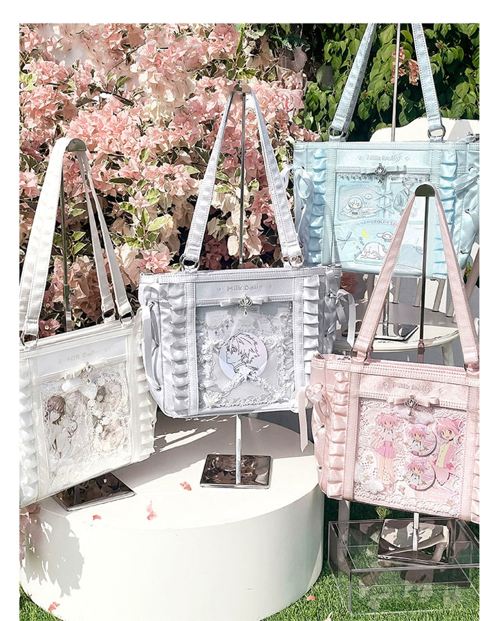 Large-Capacity Ita Bag, Clear Window Front + Rhinestones 43231:779286
