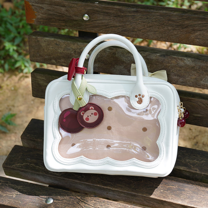 Kawaii Ita Bag Bow Bag Cherry Bear Cookie Crossbody Bag (White) 21908:331402