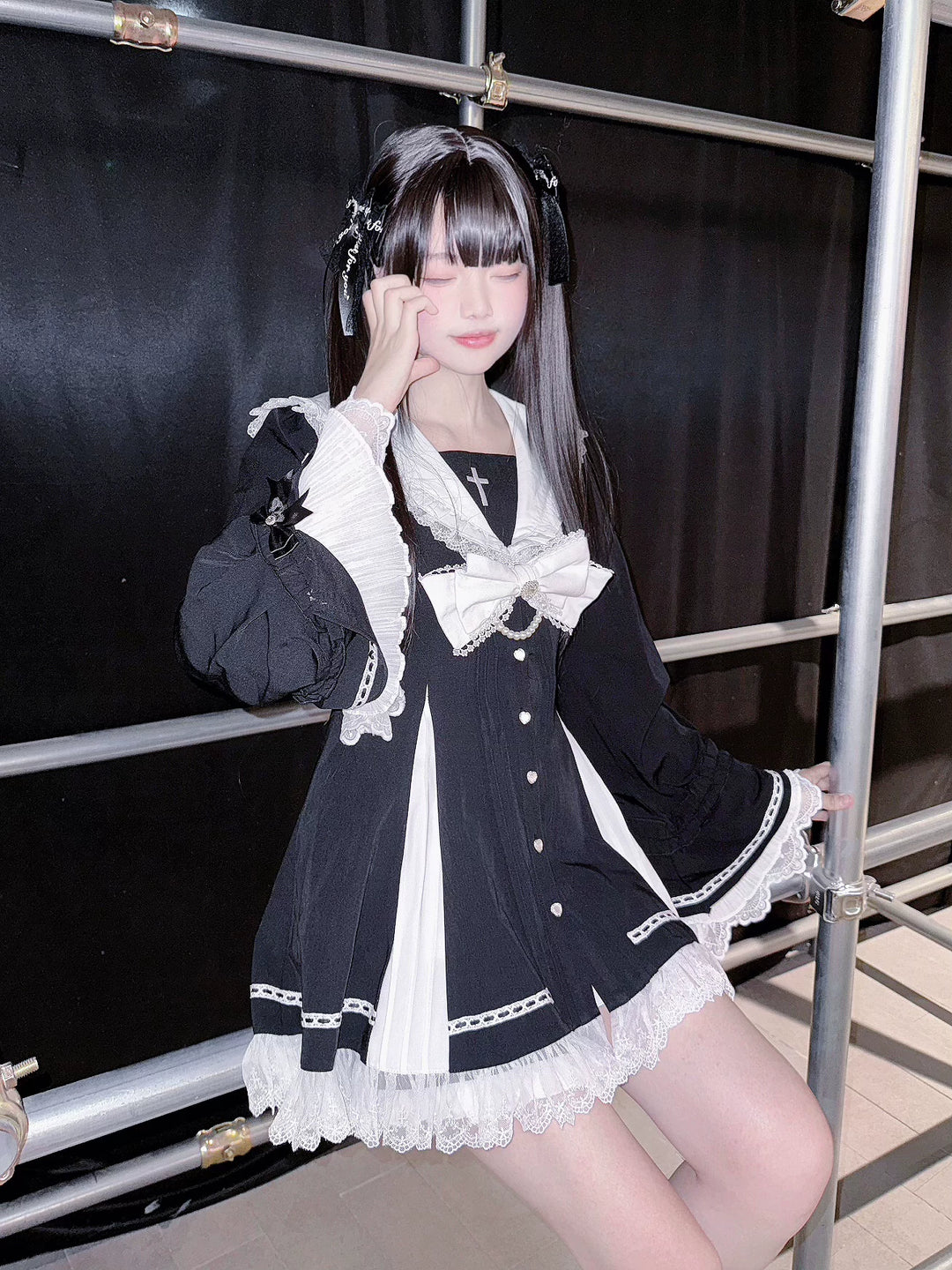 Jirai Kei Hime Sleeves Dress, Pocketed Shorts 44215:808496