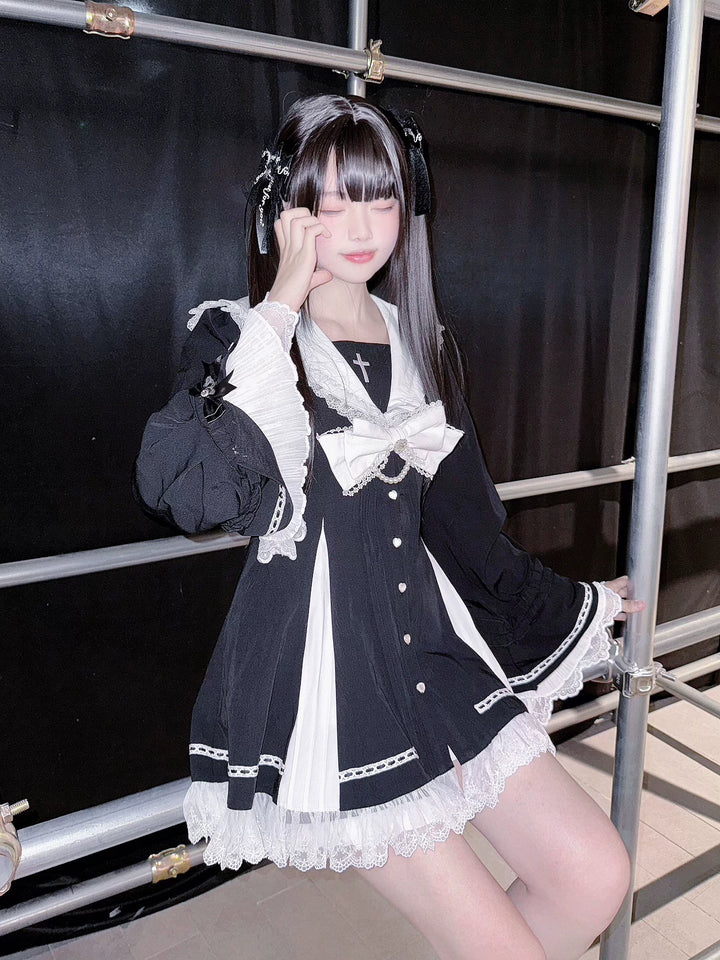 Jirai Kei Hime Sleeves Dress, Pocketed Shorts 44215:808496