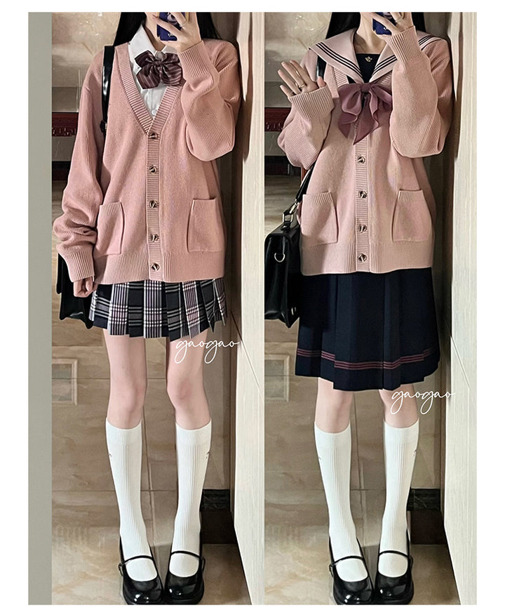 JK Uniform V-Neck Cardigan for Kansai-Collar Style Multicolor 42668:748673