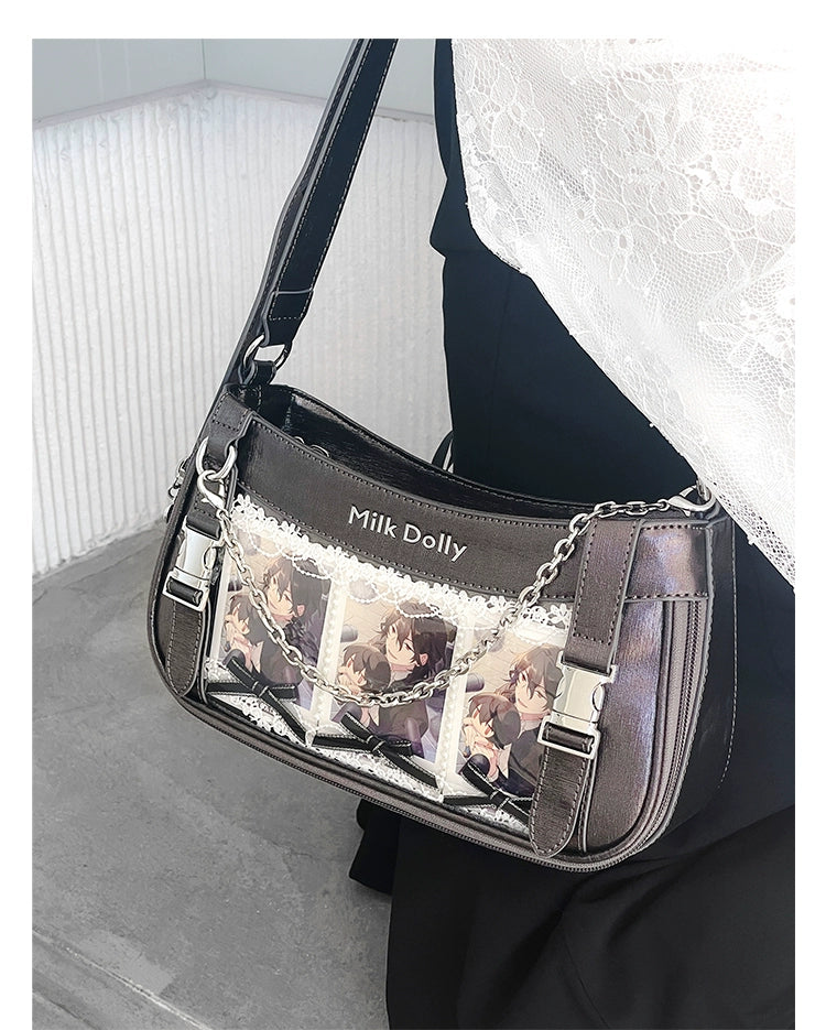 Y2K Style Ita Bag, Clear Window & Detachable Chain 43228:772309