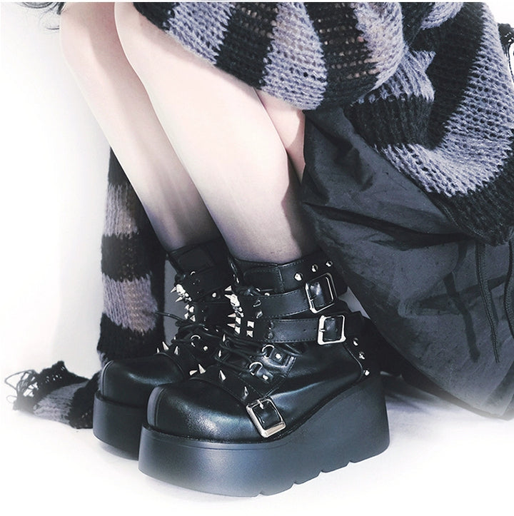 Punk Platform Shoes Gyaru Fashion Combat Boots 29704:368212