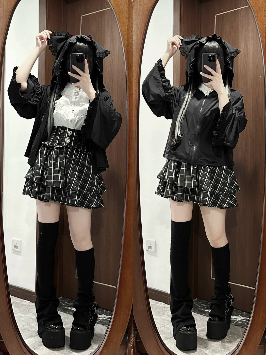 Jirai Kei Hoodie Jacket with Cat Ears UPF50 Protection Multicolors 38510:592350