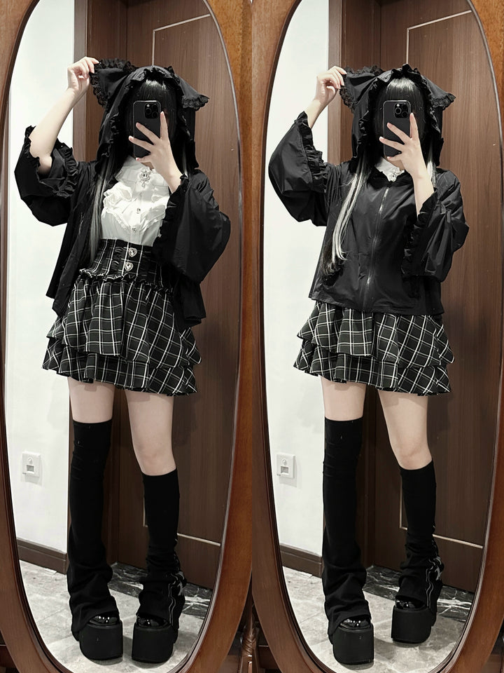 Jirai Kei Hoodie Jacket with Cat Ears UPF50 Protection Multicolors 38510:592350