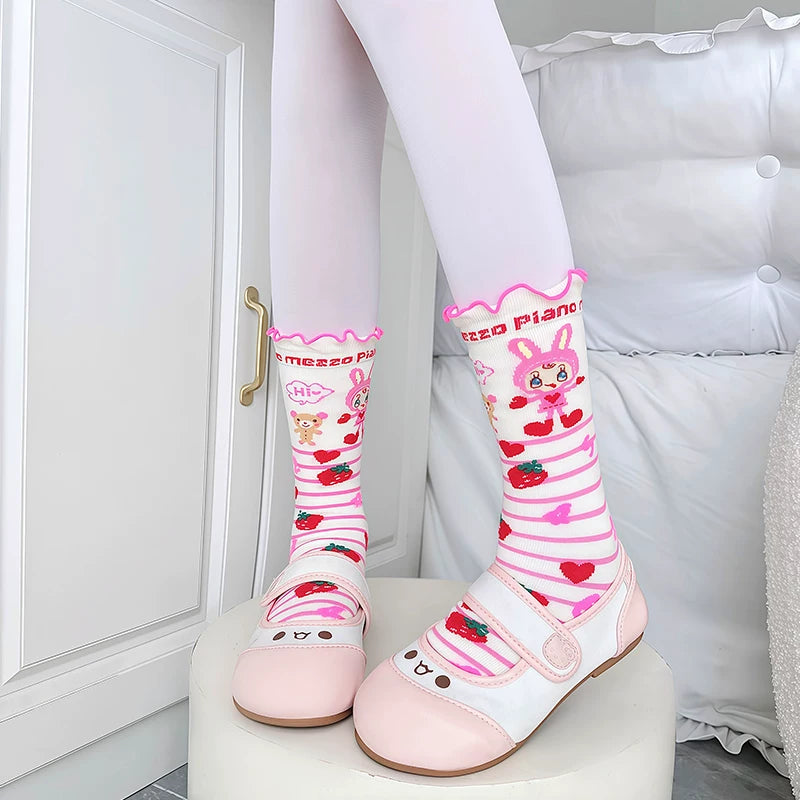 Sweet Lolita Short Cotton Socks, Bunny and Chick Prints 44478:816698