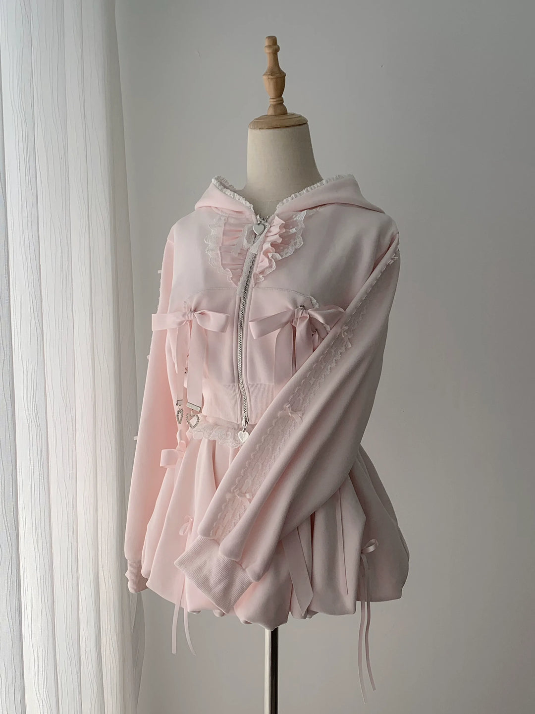 Pink Ryousangata Jacket & Skirt Set, Lace and Ribbon 46112:875220