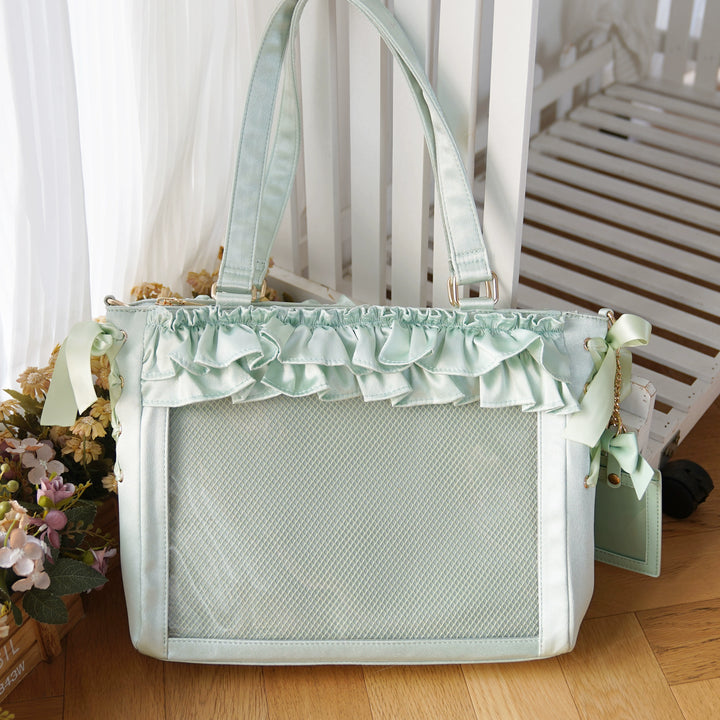 Large Capacity Satin Lolita Ita Bag Handle/Crossbody Strap (Green) 43100:765724
