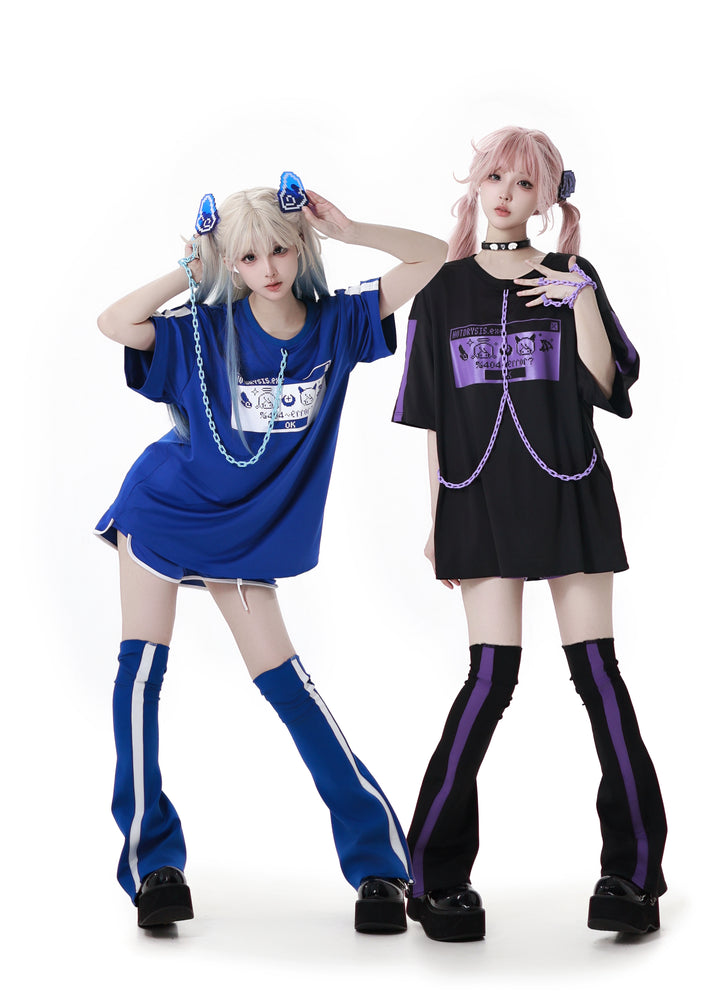 Subcul Jirai Kei T-shirt Outfit, Detachable Chain 43194:771517