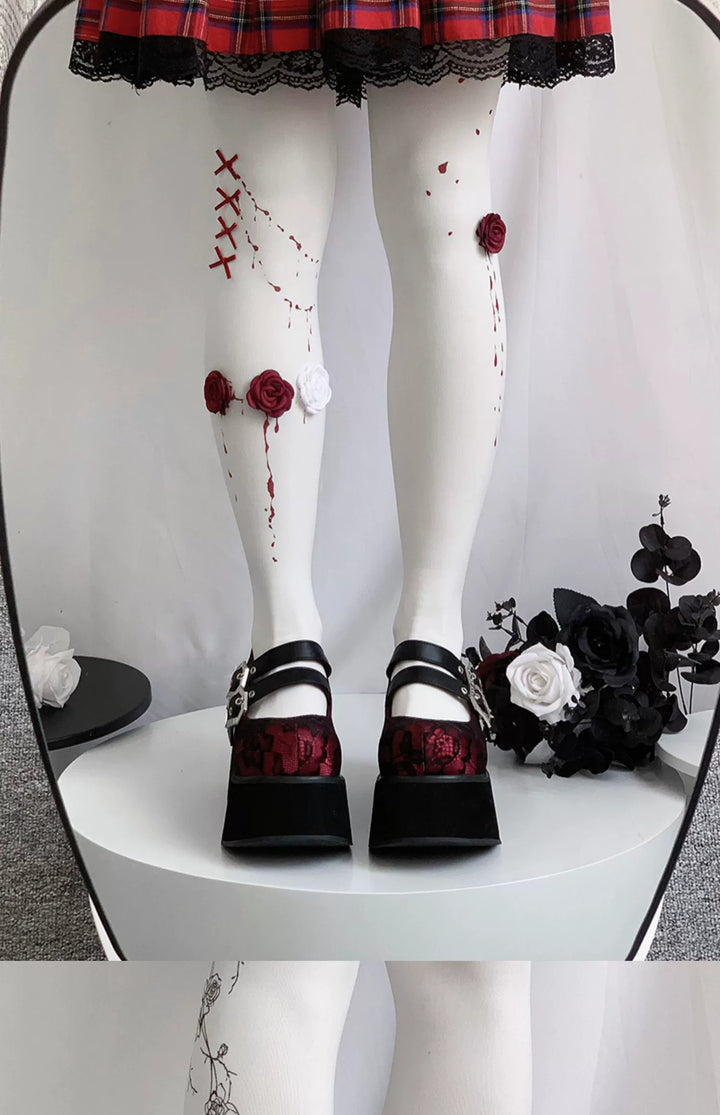 Black Red Platform Shoes Mary Jane Shoes 29728:367898