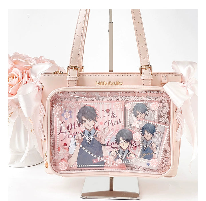 Large Capacity Ita Bag With Window Front & Detachable Ribbon Bow 43229:772354