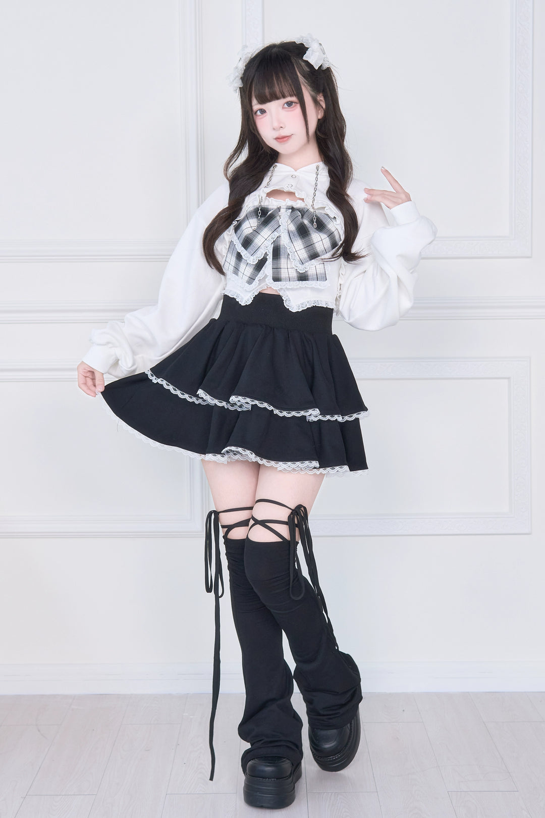 Jirai Kei Hooded Bolero, Camisole With Large Bow 44118:796670