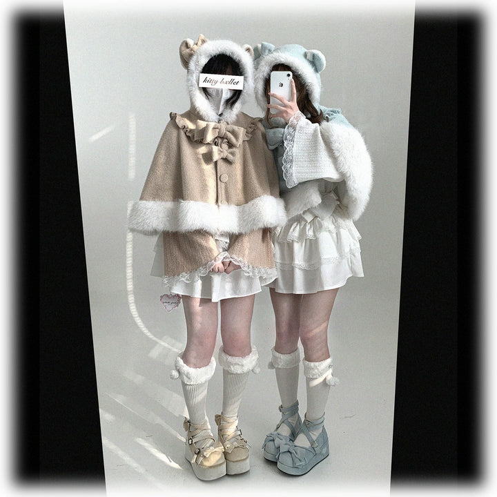 Cat-Ear Hooded Cape, Detachable Bows 44472:810559