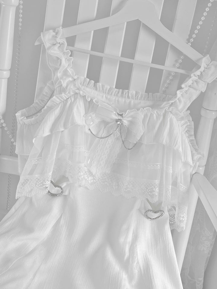 Solid White Ryousangata Dress, Bust Sheer Overlay 43299:772973