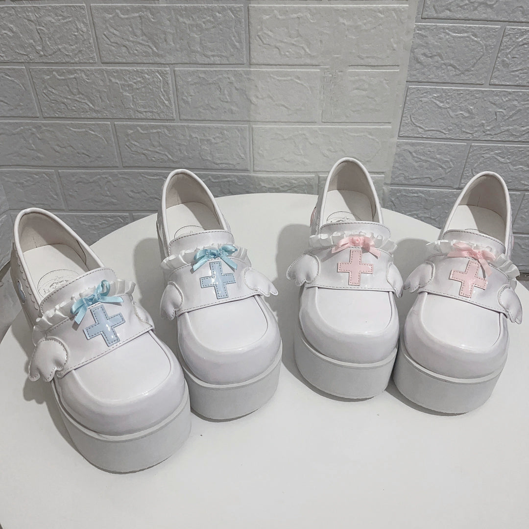 Tenshi Kaiwai Shoes High Heels Shoes Round Toe Platform Shoes 35442:512568