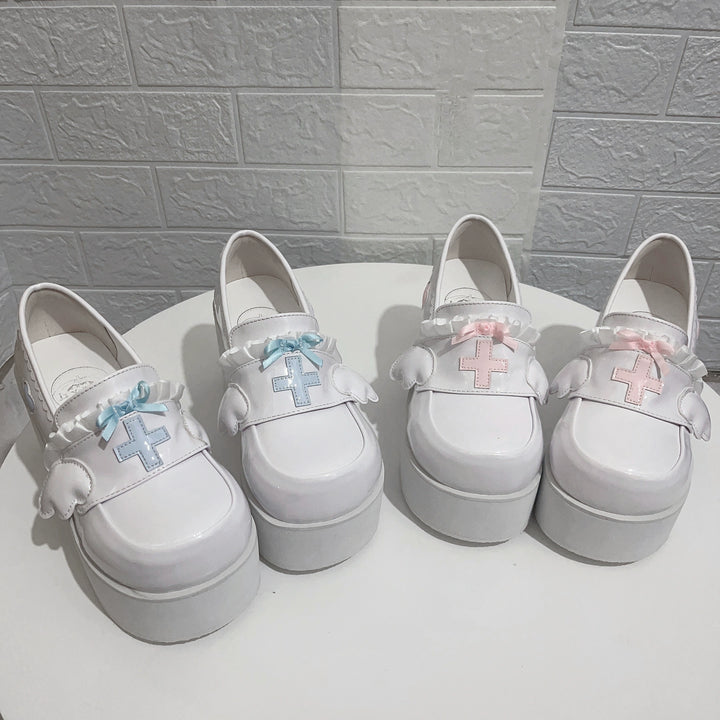Tenshi Kaiwai Shoes High Heels Shoes Round Toe Platform Shoes 35442:512568
