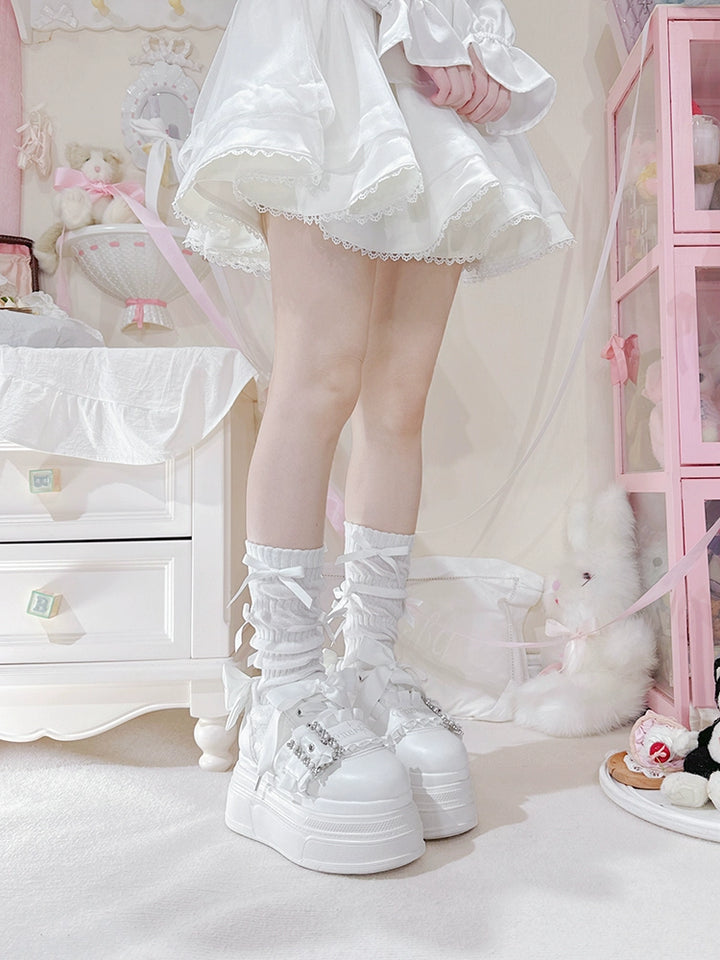 Ryousangata High Platform Shoes, Satin Bow 43688:783028