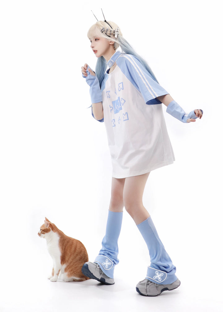 Tech Printed Tenshi Kaiwai T-Shirt & Shorts With Side Pocket 22478:336062