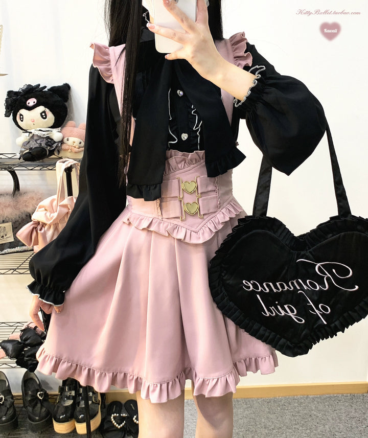 High Waist Jirai Kei Suspender Skirt 31858:397022