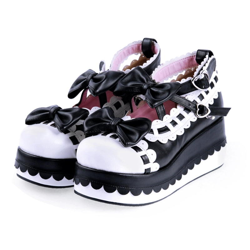 Lolita Shoes Platform Shoes With Bows And Laces (34 35 36 37 38 39 40 41 42 43 44 45 46 47) 31792:368140