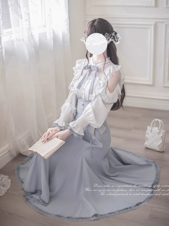 Water Blue Seiso Kei Mermaid Skirt Outfit 43803:786279
