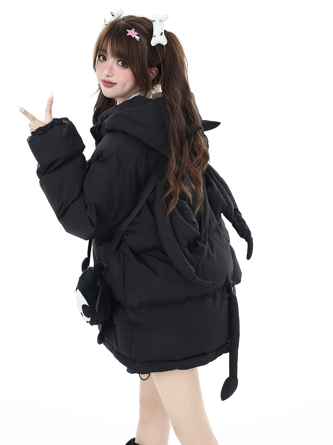 Plus Size Yami Kawaii Coat Winter Black Jacket Cotton Coat 39554:637068