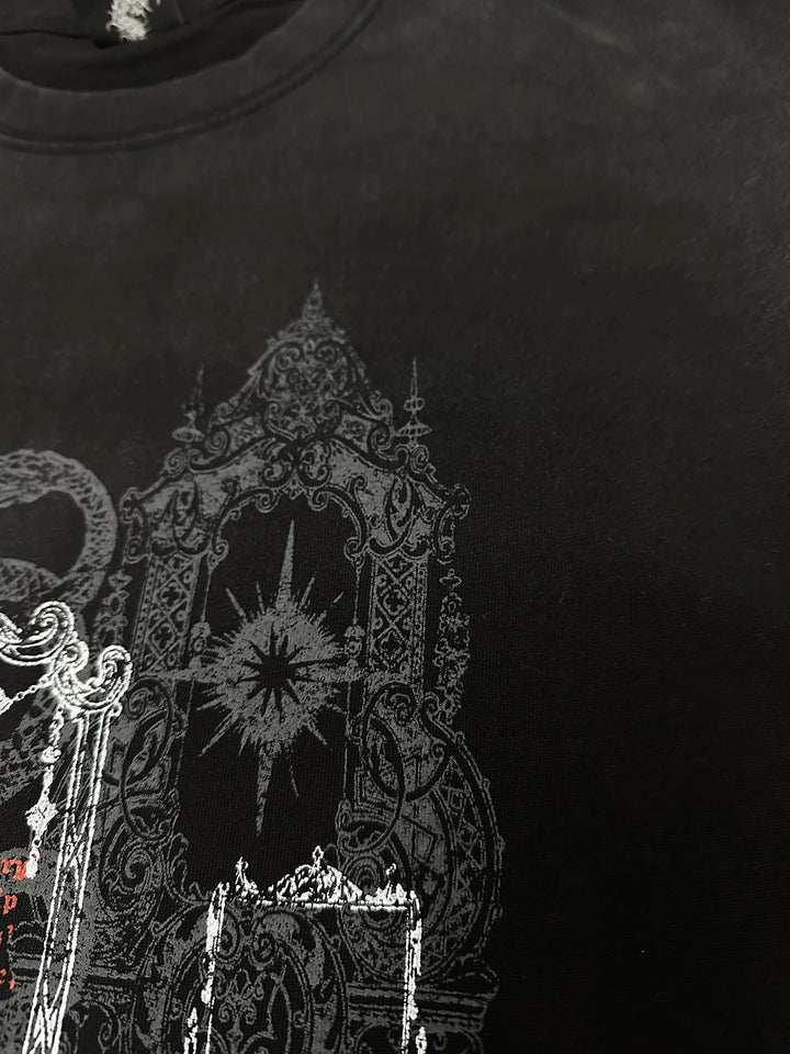 Cotton Subculture T-shirt, Snake & Mirror Frame Print 44778:830396